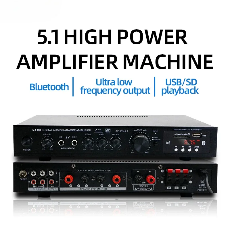 Home Cinema Receiver - AV-369BT Bluetooth 5.1 amplificateur de haut-parleur