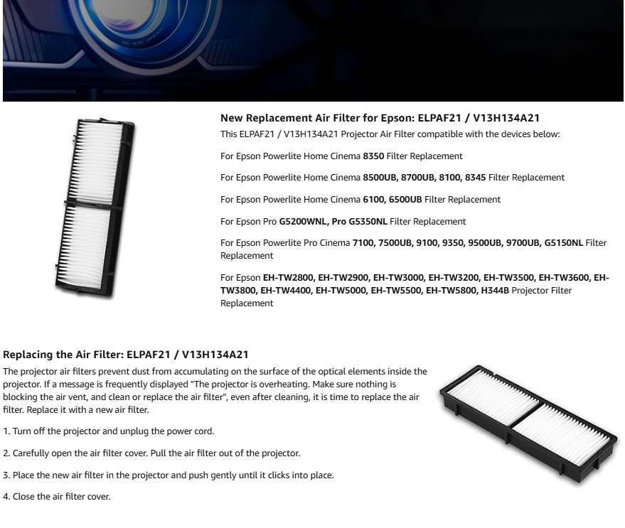 Filtre à Air de remplacement E - Home Cinema Epson avis et prix