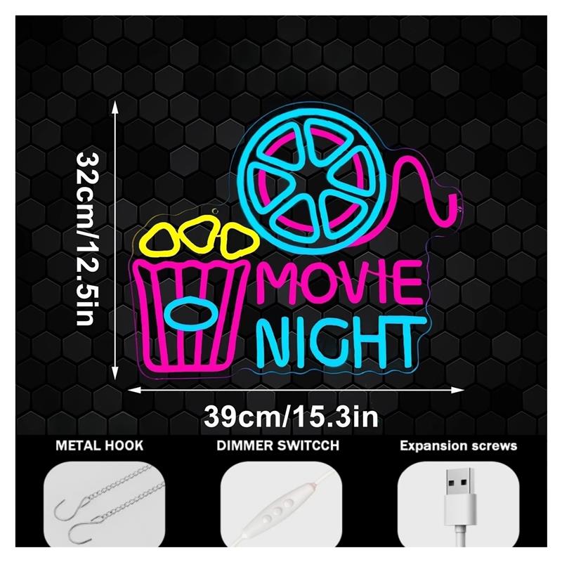 Enseigne néon « Movie Night »  - Home Cinema Today avis et prix